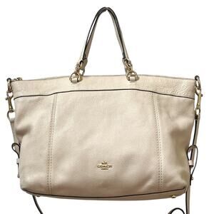 Coach White Pebble Leather Handle and Cross Body Bag - Fair Condition